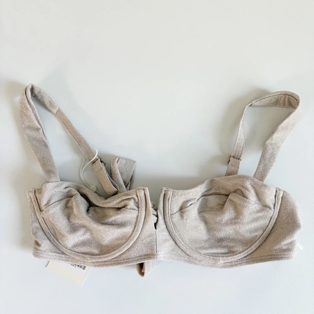 NWT Monday Swimwear Womens Pearl Shimmer Clovelly Underwire Bikini Top Size L